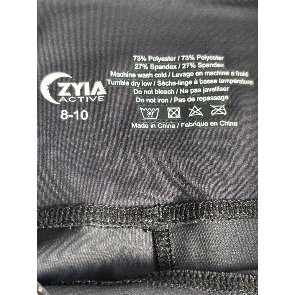 ZYIA‎ Active Black Leggings Gold Foil Snakeskin Print Athletic Workout Pants Med - Picture 4 of 8